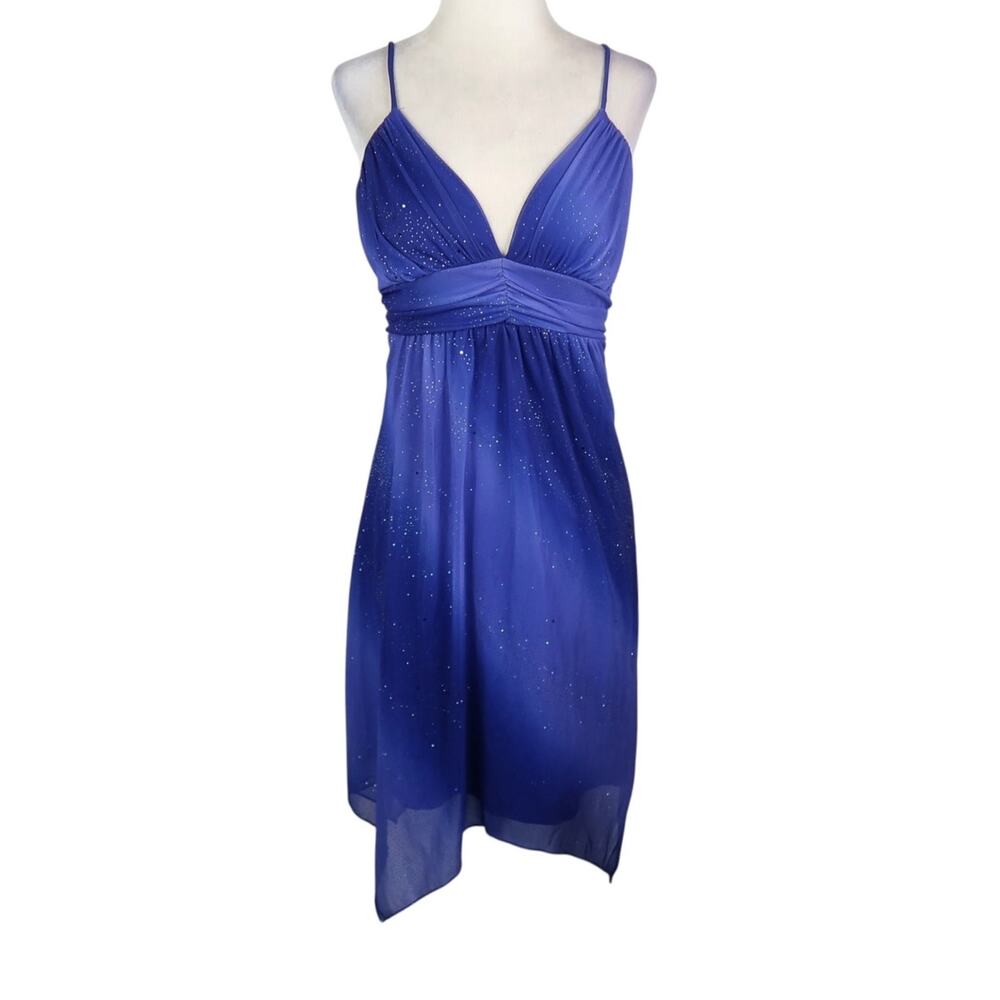 Vintage 90s/Y2K Taboo Blue Ombre Glitter Babydoll Dress S